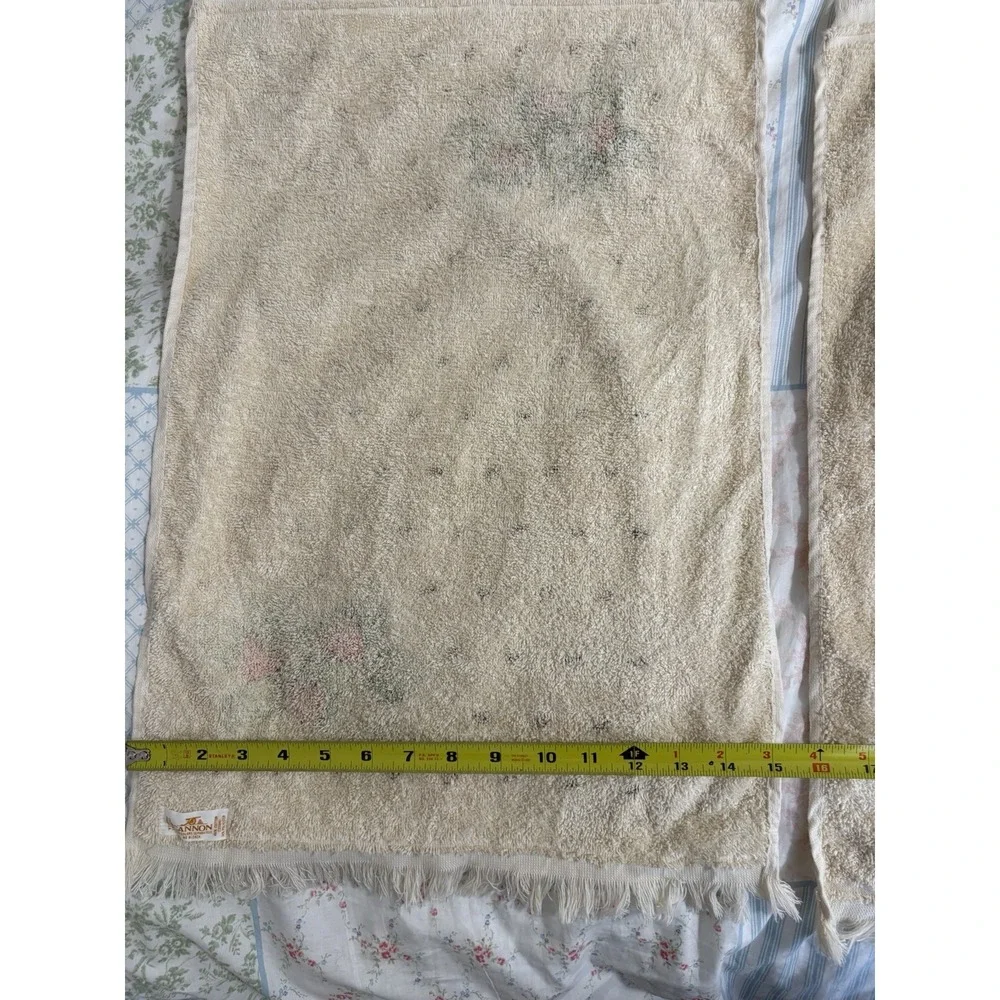 Vtg Rare Set 2 Cannon Monticello Strawberry Cottagecore Hand Towel Fringe